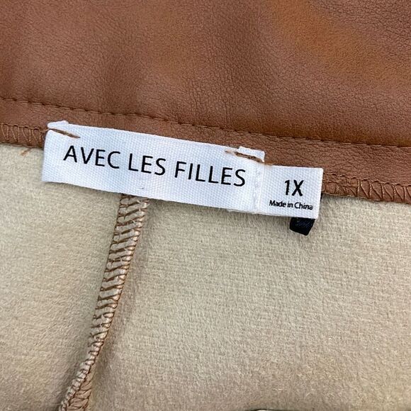 Anthropologie Avec Les Filles Angelike Faux Leather Cropped Wide Leg Pants 1X - Picture 5 of 6